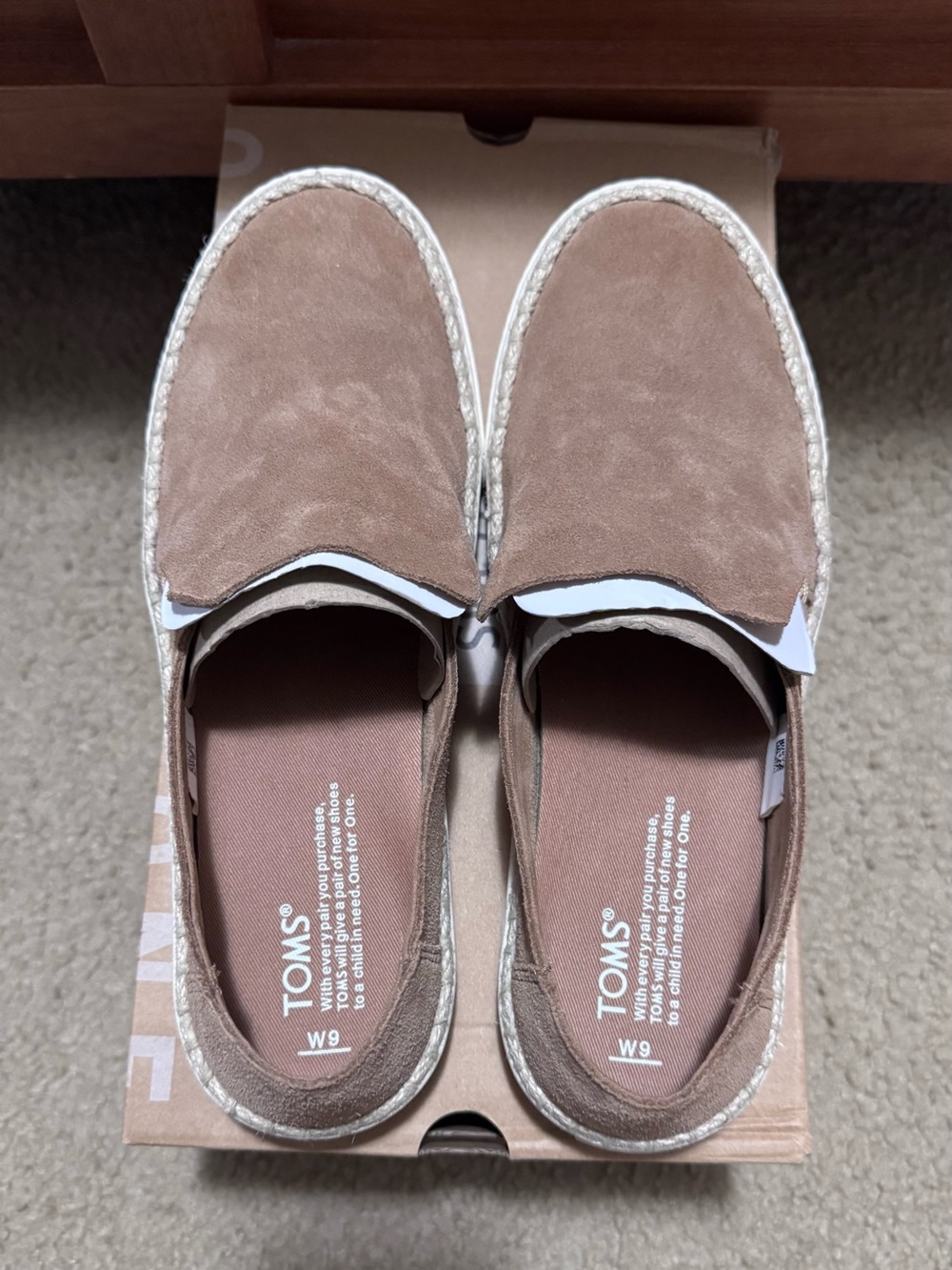 New TOMS Women’s Sunset Toffee Suede/Rope Slip-On Shoes Size 9 - Picture 5 of 7